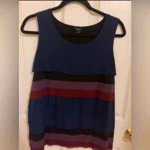 Ann Taylor Large Navy, Purple and Black Striped Tank Top